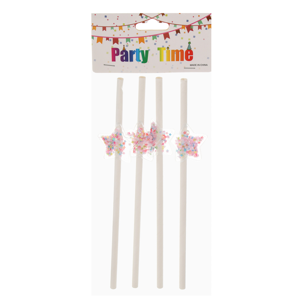 Набор трубочек для напитков "Звезды" тм Fntastic, 4 шт, пластик, бумага, PU, арт.№ 854-028