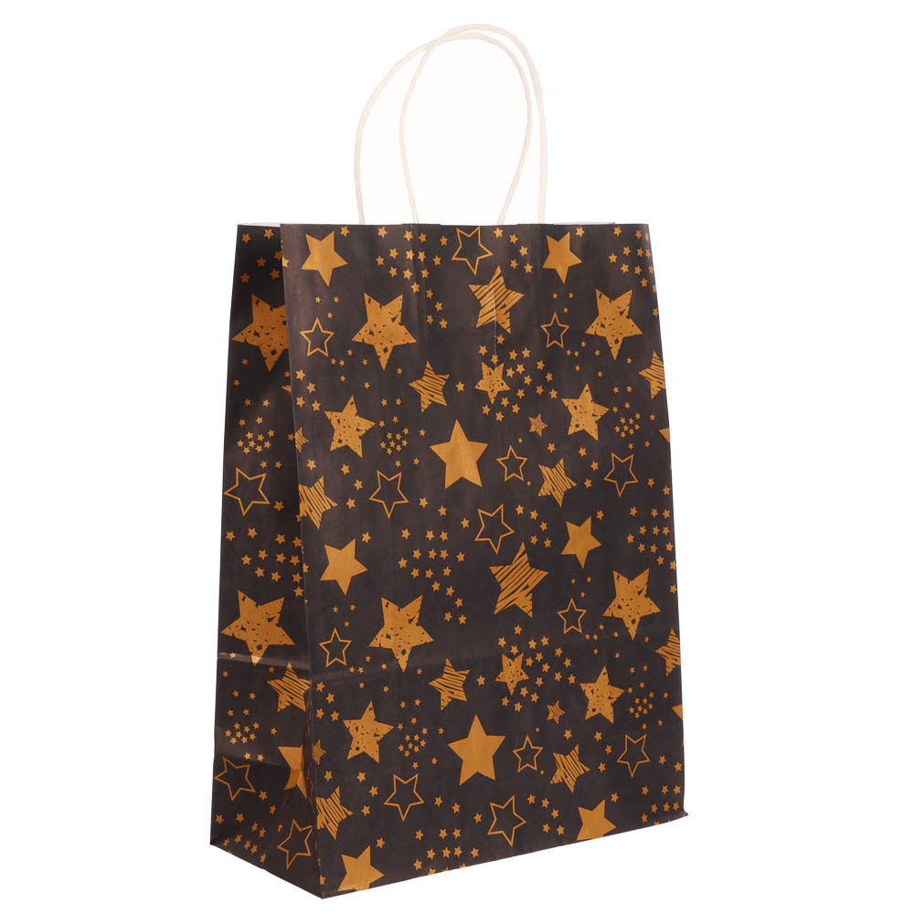 Пакет подарочный с кручеными ручками L 24x10,5x32 см, "Звездное сияние" внутри белый, арт.№ 507-510