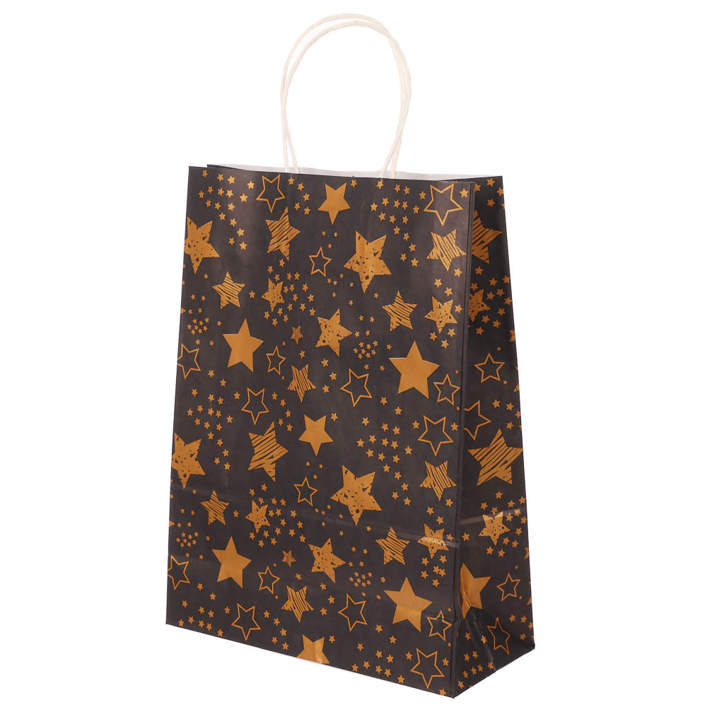 Пакет подарочный с кручеными ручками L 24x10,5x32 см, "Звездное сияние" внутри белый, арт.№ 507-510