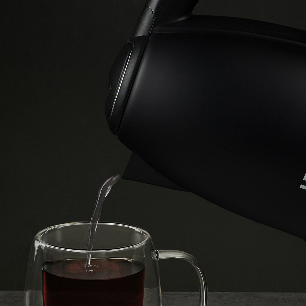 LEBEN Чайник электрический 1,8л, 1800Вт, скрытый нагр.элемент, нерж.сталь, черный, арт.№ 291-026