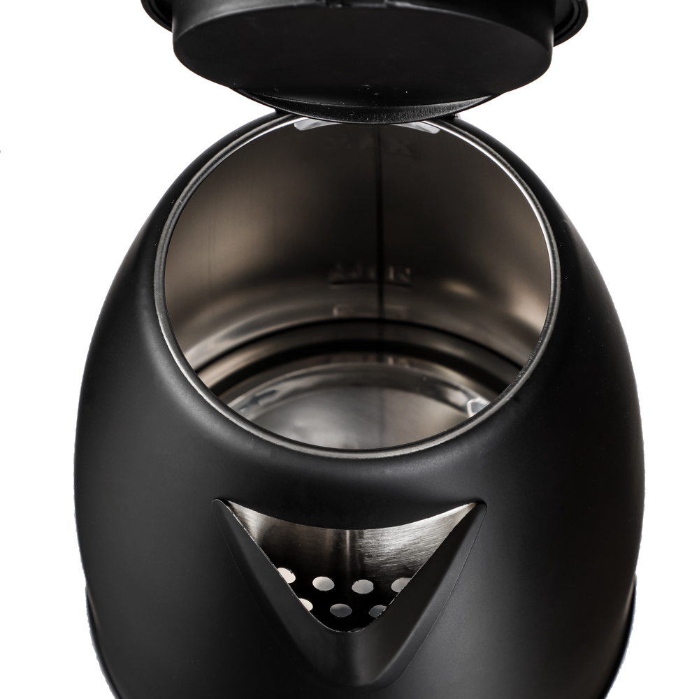 LEBEN Чайник электрический 1,8л, 1800Вт, скрытый нагр.элемент, нерж.сталь, черный, арт.№ 291-026