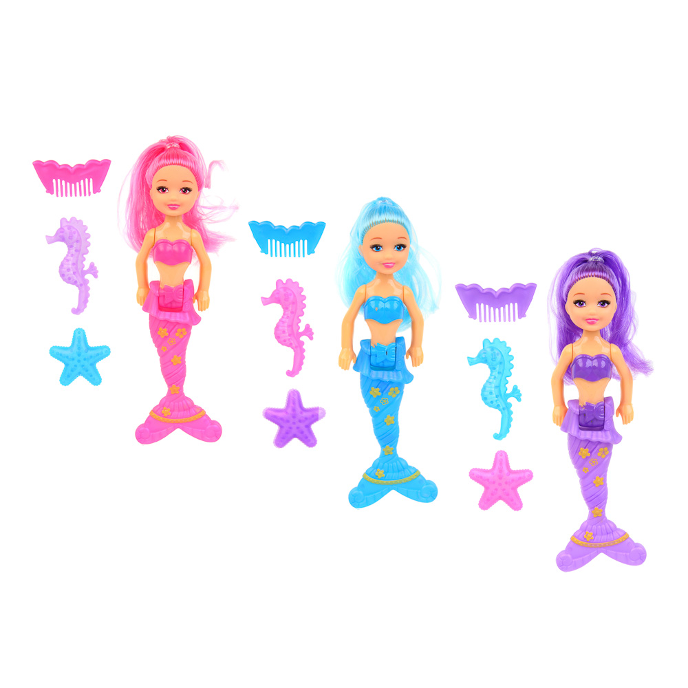 ИГРОЛЕНД Набор игровой Мини-кукла морская с аксессуарами, пластик, 14х24х3см, арт.№ 267-015
