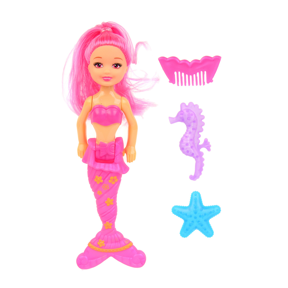 ИГРОЛЕНД Набор игровой Мини-кукла морская с аксессуарами, пластик, 14х24х3см, арт.№ 267-015