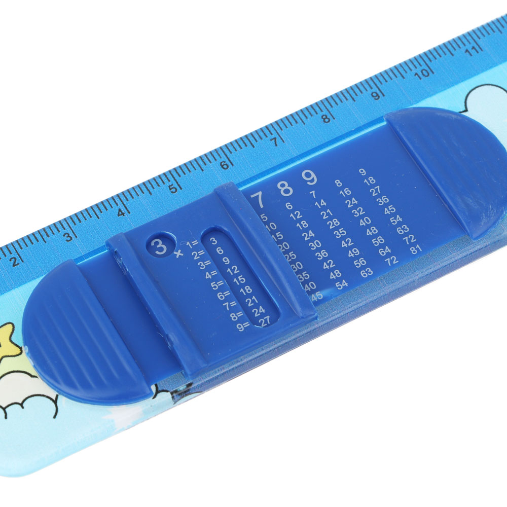 BY FLOMIK Линейка 17см, с таблицей умножения, 4 дизайна, ПС, пакет с подвесом, арт.№ 801-044