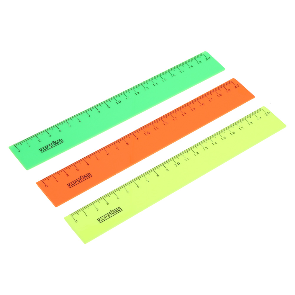 Линейка пластиковая ClipStudio 20см, непрозрачная, 3 ярких цвета, пластик, арт.№ 612-020