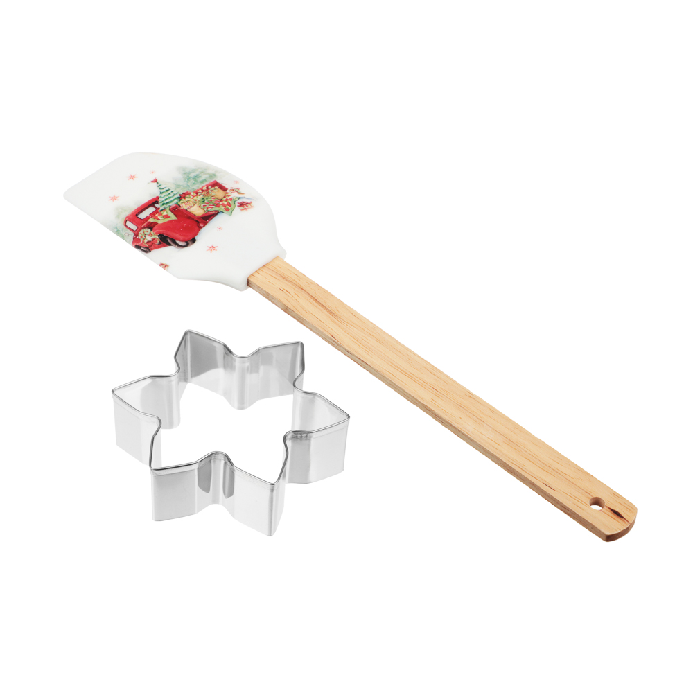 Новогодняя коллекция Набор 2 пр., лопатка силиконовая, форма для печенья, 3 дизайна, арт.№ 856-201