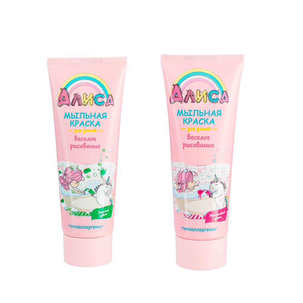 Краска мыльная для детей "Алиса" веселое рисование, зеленый/малиновый, 75 мл., арт.№ 927-059