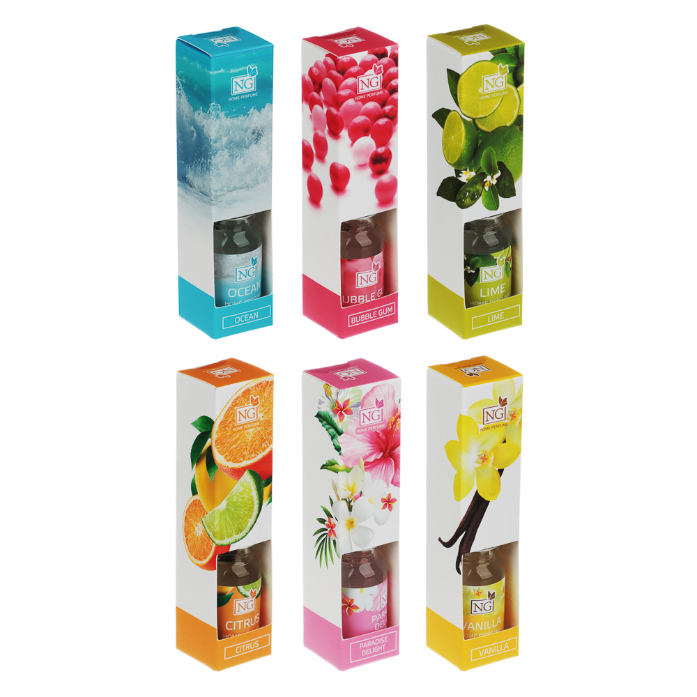 NEW GALAXY Ароматизатор диффузор 10 мл, бабл. гам, цитрус,лайм,ваниль,океан.свежесть, райское насл., арт.№ 778-132