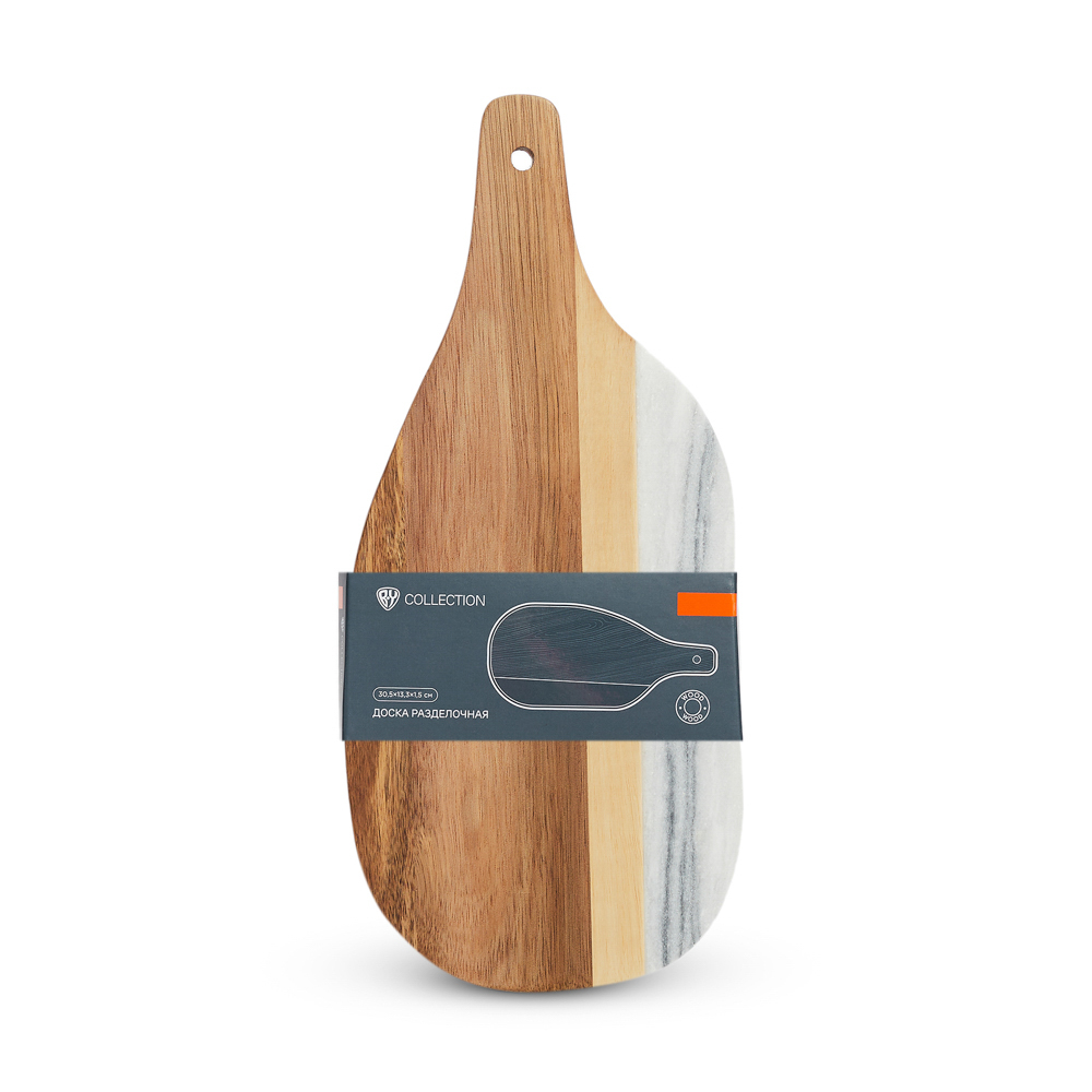BY COLLECTION Доска разделочная акация, мрамор, 30,5x13,3x1,5см, арт.№ 851-198