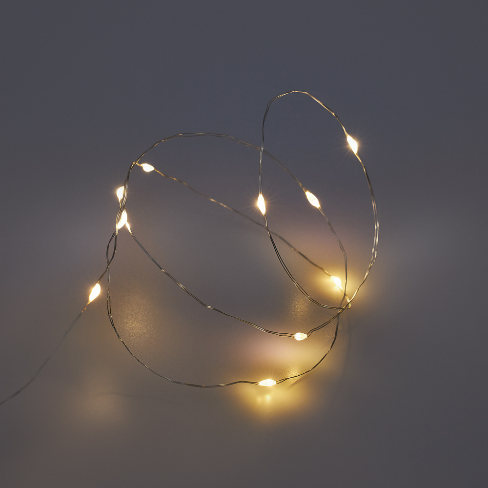 Гирлянда нить росы 1 м СНОУ БУМ, 10 LED ламп, свечение шампань, 2xCR2032, арт.№ 384-164