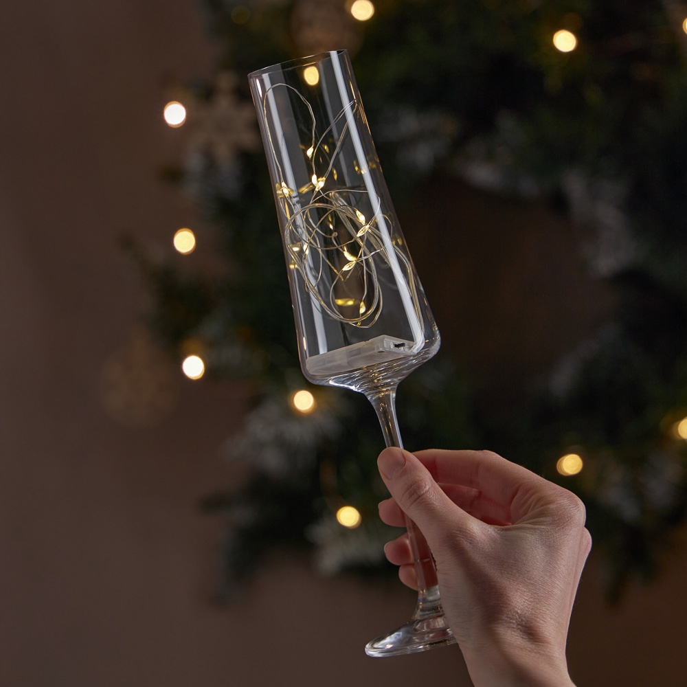 Гирлянда нить росы 1 м СНОУ БУМ, 10 LED ламп, свечение шампань, 2xCR2032, арт.№ 384-164