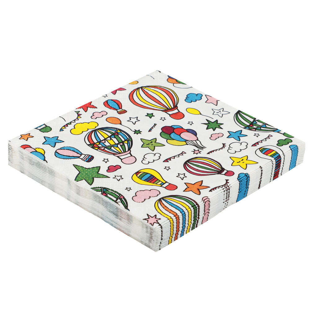 Салфетки бумажные трехслойные Шарики с обводкой 33x33 см, 20 шт, арт.№ 530-385