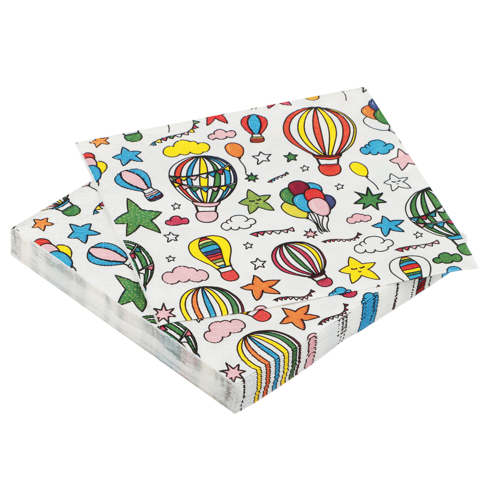 Салфетки бумажные трехслойные Шарики с обводкой 33x33 см, 20 шт, арт.№ 530-385