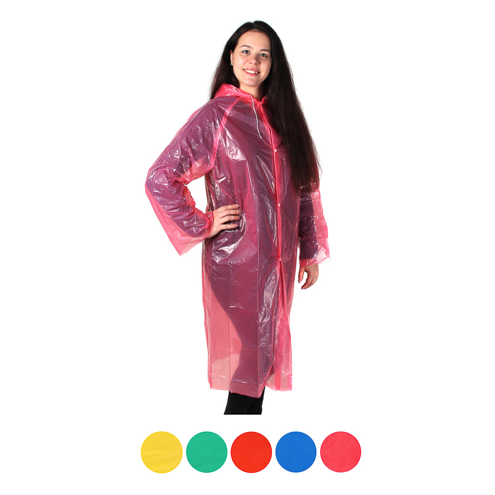 INBLOOM Дождевик на кнопках 62х110см, ПЭ 25мкм, 5 цветов, арт.№ 457-091