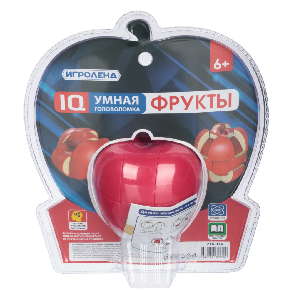 ИГРОЛЕНД Головоломка умная "Фрукты", ABS, 18х8,5х22см, 3 дизайна, арт.№ 214-024