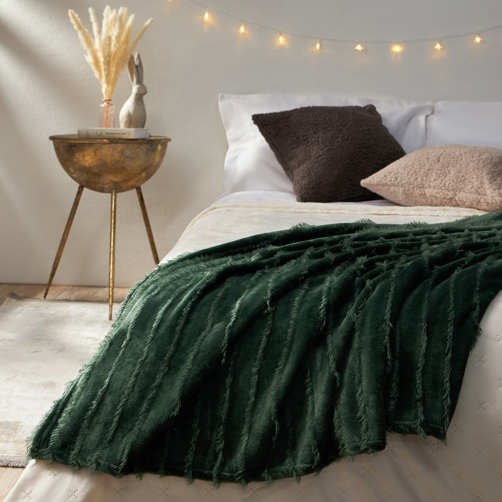 PROVANCE Фелиз Плед с бахромой, 130х170см, 100% полиэстер, зеленый, арт.№ 492-227