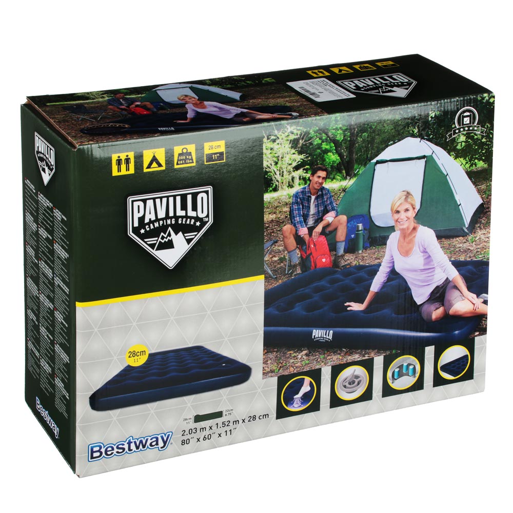 BESTWAY Матрас надувной EASY INFLATE с подголовником, встр.ножн.насос, 203x152x28см, до 300кг, 67226, арт.№ 332-018