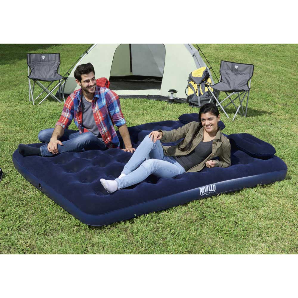 BESTWAY Матрас надувной широкий двуспальный (QUEEN), 2подушки и насос, 203x152x22см, до 300кг, 67374, арт.№ 332-001