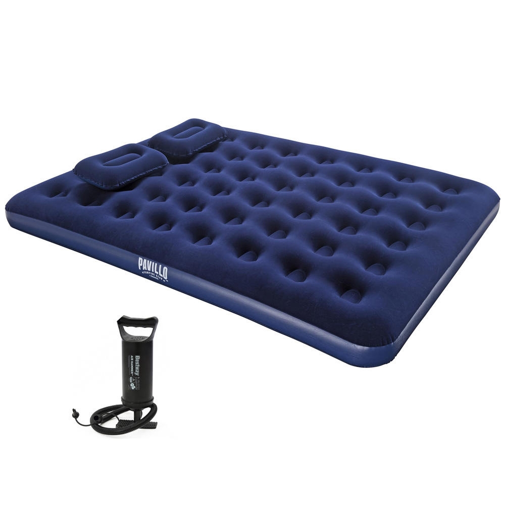 BESTWAY Матрас надувной широкий двуспальный (QUEEN), 2подушки и насос, 203x152x22см, до 300кг, 67374, арт.№ 332-001