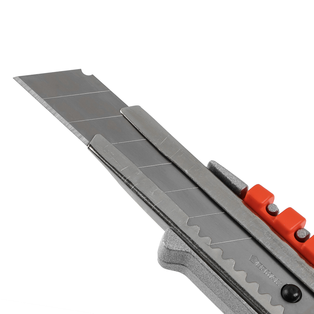 ЕРМАК Нож универсальный 18мм, метал.направ., Twist lock, метал.корпус+TPR, блистер, арт.№ 685-006