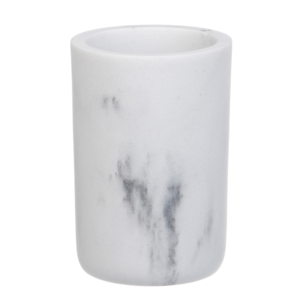 Стакан для ванной комнаты тм VETTA Мрамор, смола (полирезин), бело-серый, 7,5x7,5x10см, арт.№ 463-560