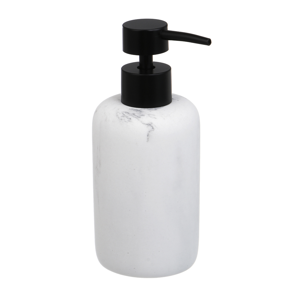Диспенсер для жидкого мыла тм VETTA Мрамор, 300мл, смола (полирезин), бело-серый, 7,4x7,4x16,5см, арт.№ 463-561