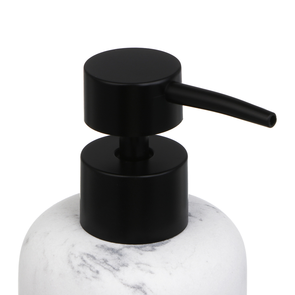 Диспенсер для жидкого мыла тм VETTA Мрамор, 300мл, смола (полирезин), бело-серый, 7,4x7,4x16,5см, арт.№ 463-561