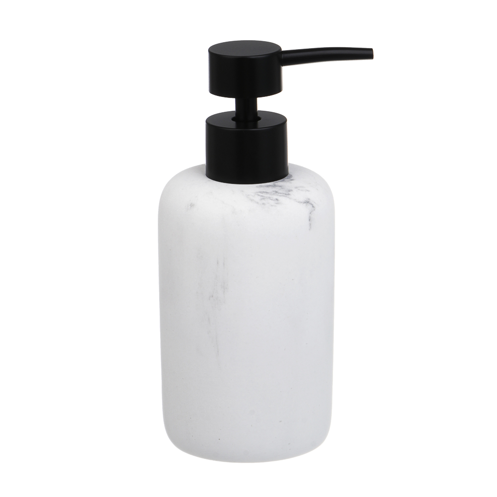 Диспенсер для жидкого мыла тм VETTA Мрамор, 300мл, смола (полирезин), бело-серый, 7,4x7,4x16,5см, арт.№ 463-561
