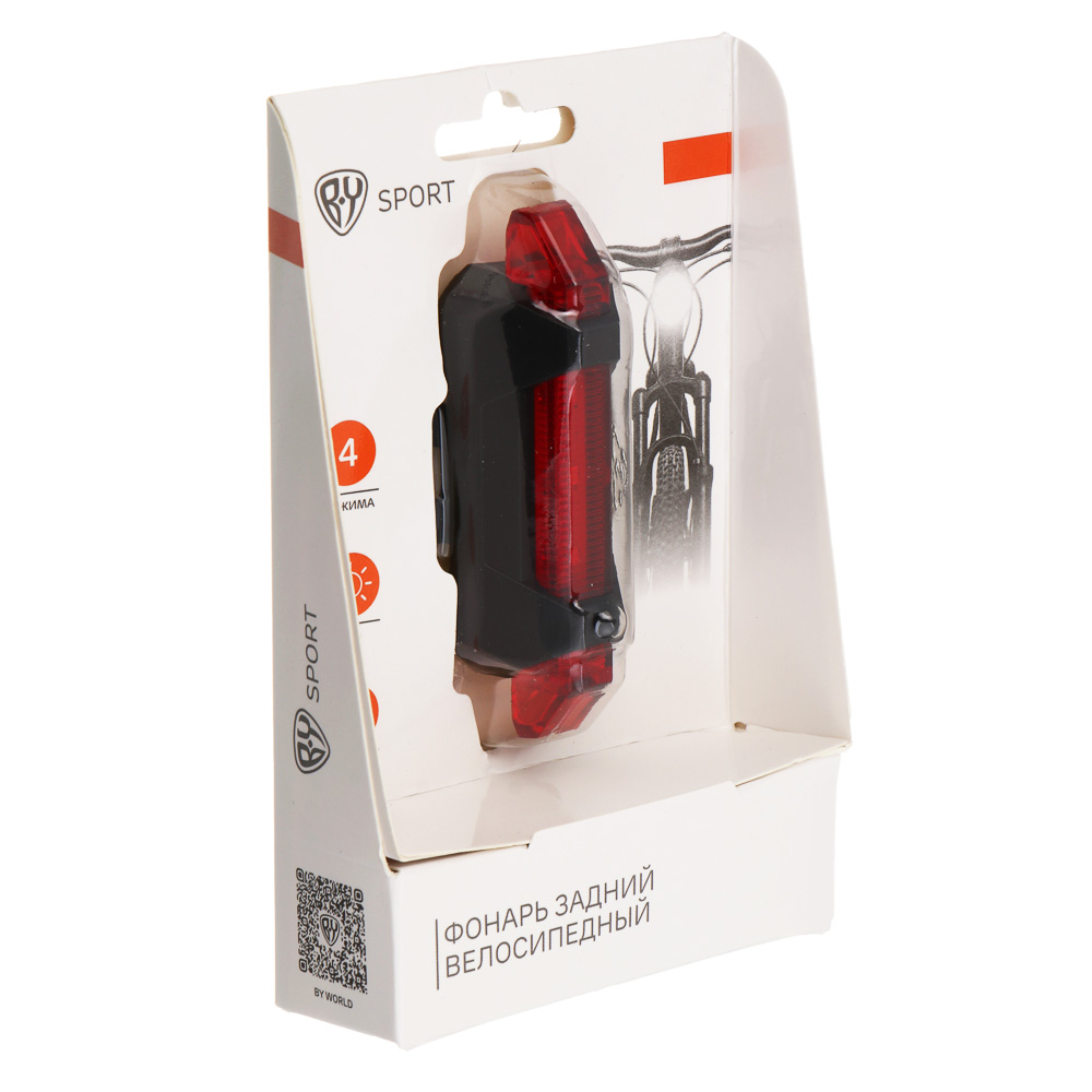 SILAPRO Фонарь велосипедный задний 7х2см, 5LED, 4 реж., USB 3.7V, PC, арт.№ 195-001