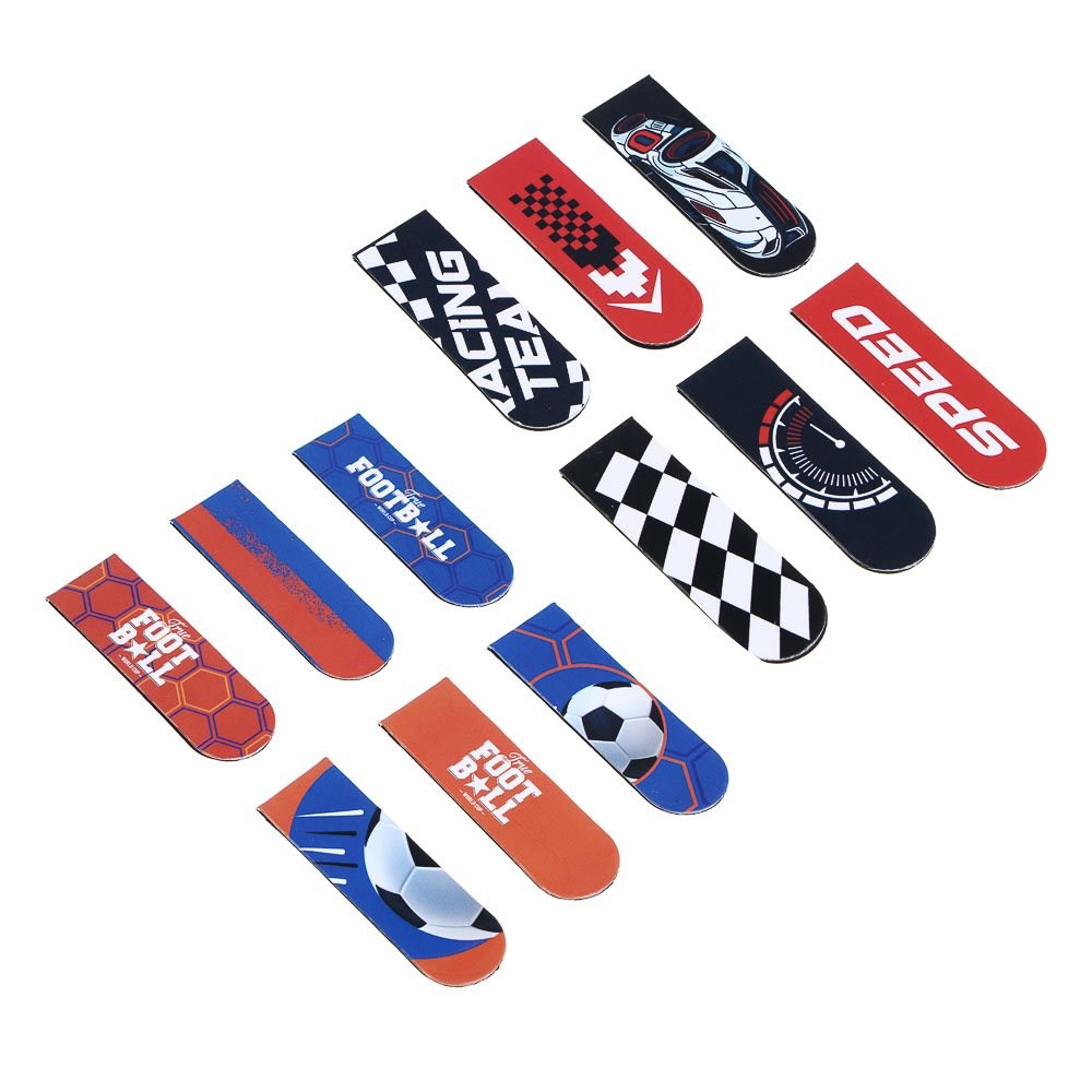 Магнитные закладки, 6 шт., "Рэйсинг Тим/Футбол", 12x1,9см, размер упаковки 18,3x10,3см, арт.№ 524-276