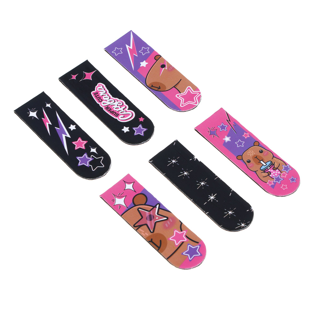 Магнитные закладки, 6 шт., "Панда/Капибара", 12x1,9см, размер упаковки 18,3x10,3см, арт.№ 524-277