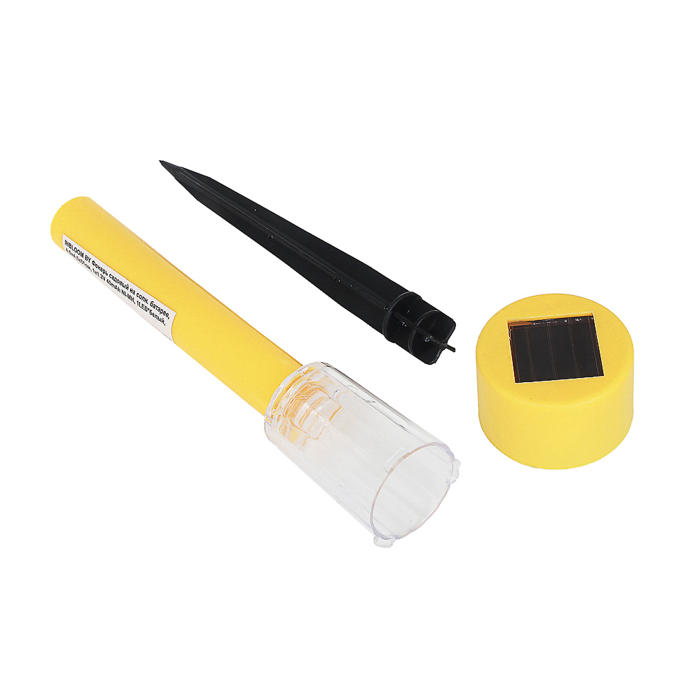 INBLOOM Фонарь садовый на солн. батарее, 4.5x4.5x31см, 1x1.2V 40mAh NI-MH, 1LED*белый, пластик, арт.№ 185-009