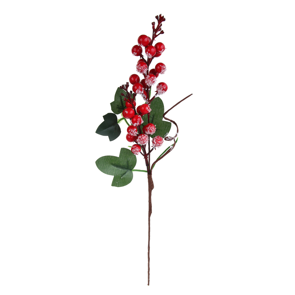 СНОУ БУМ Ветка декоративная, с красными ягодами, 38x14 см, арт.№ 353-023