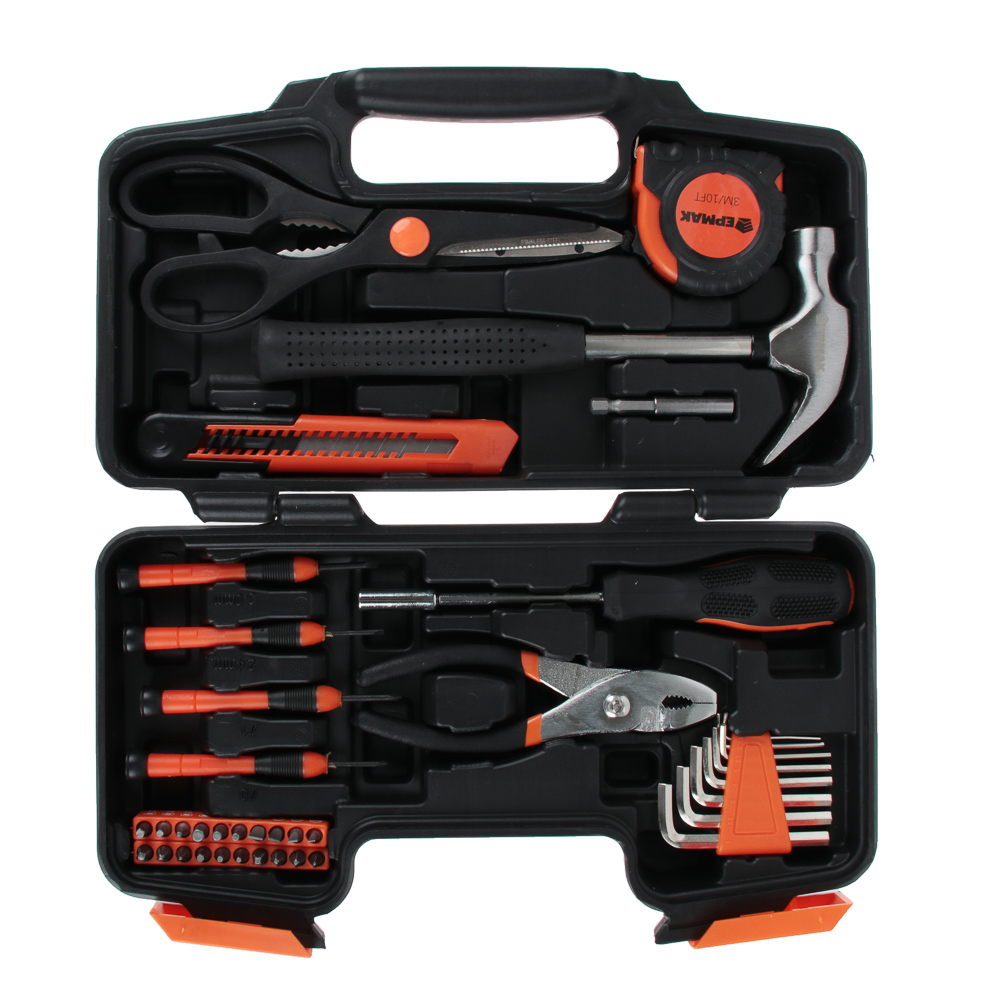 ЕРМАК Набор инструментов 39 пр. "Домашний Мастер", в пластиковом кейсе, арт.№ 736-186