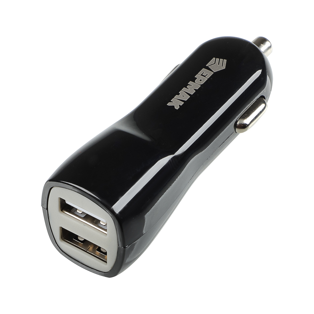 ЕРМАК Устройство зарядное автомобильное, 2 порта, 3A, 12/24В пластик, арт.№ 738-015