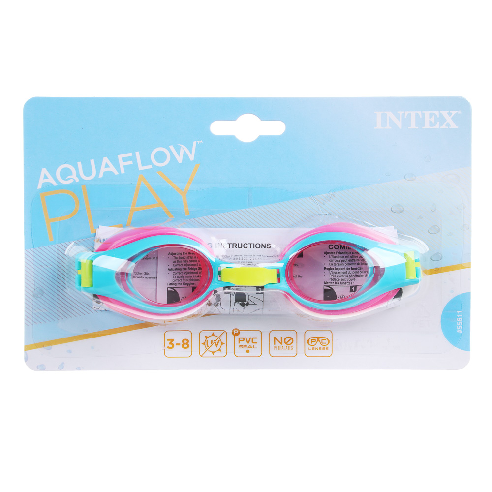 INTEX Очки для плавания JUNIOR, возраст 3-8 лет, 3 цвета, 55611, арт.№ 043-004