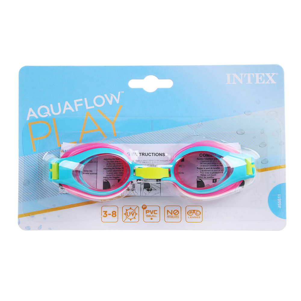 INTEX Очки для плавания JUNIOR, возраст 3-8 лет, 3 цвета, 55611, арт.№ 043-004
