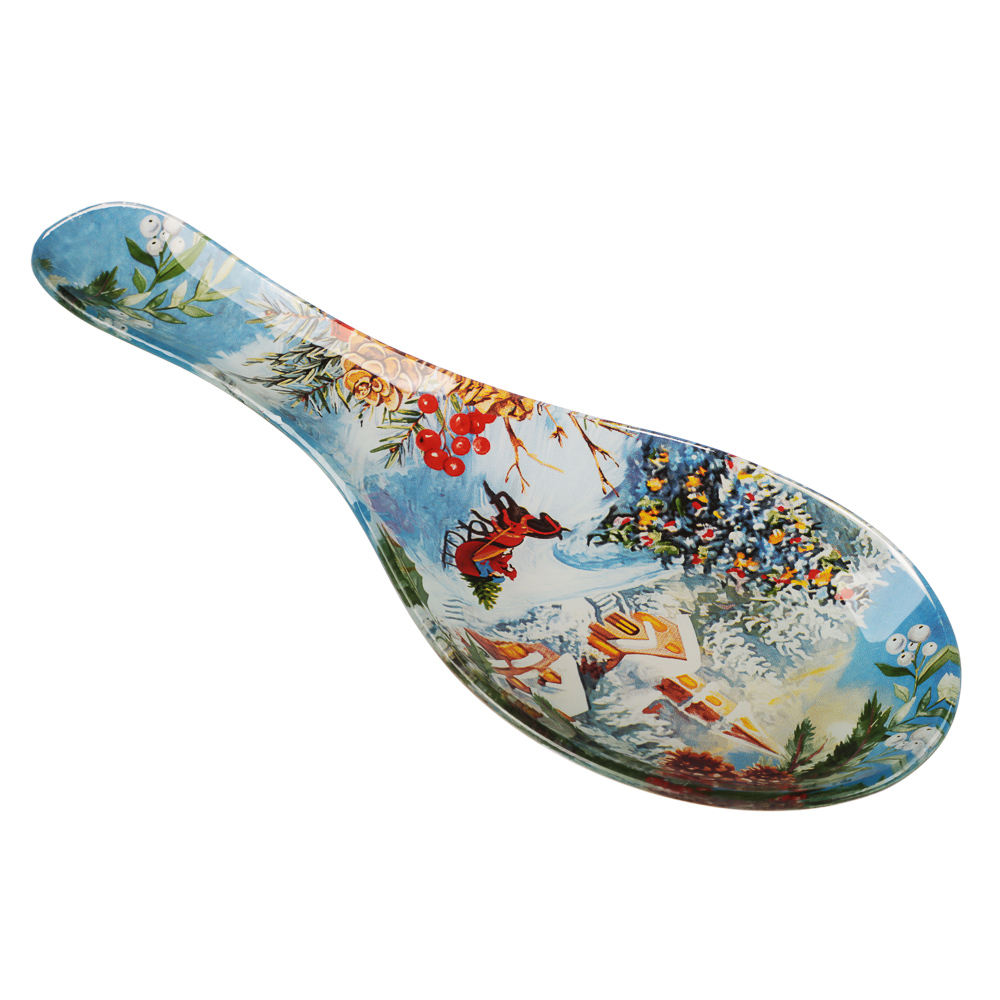 Зимний пейзаж Подставка под ложку, 23,5х8х1,5см, стекло, арт.№ 820-797