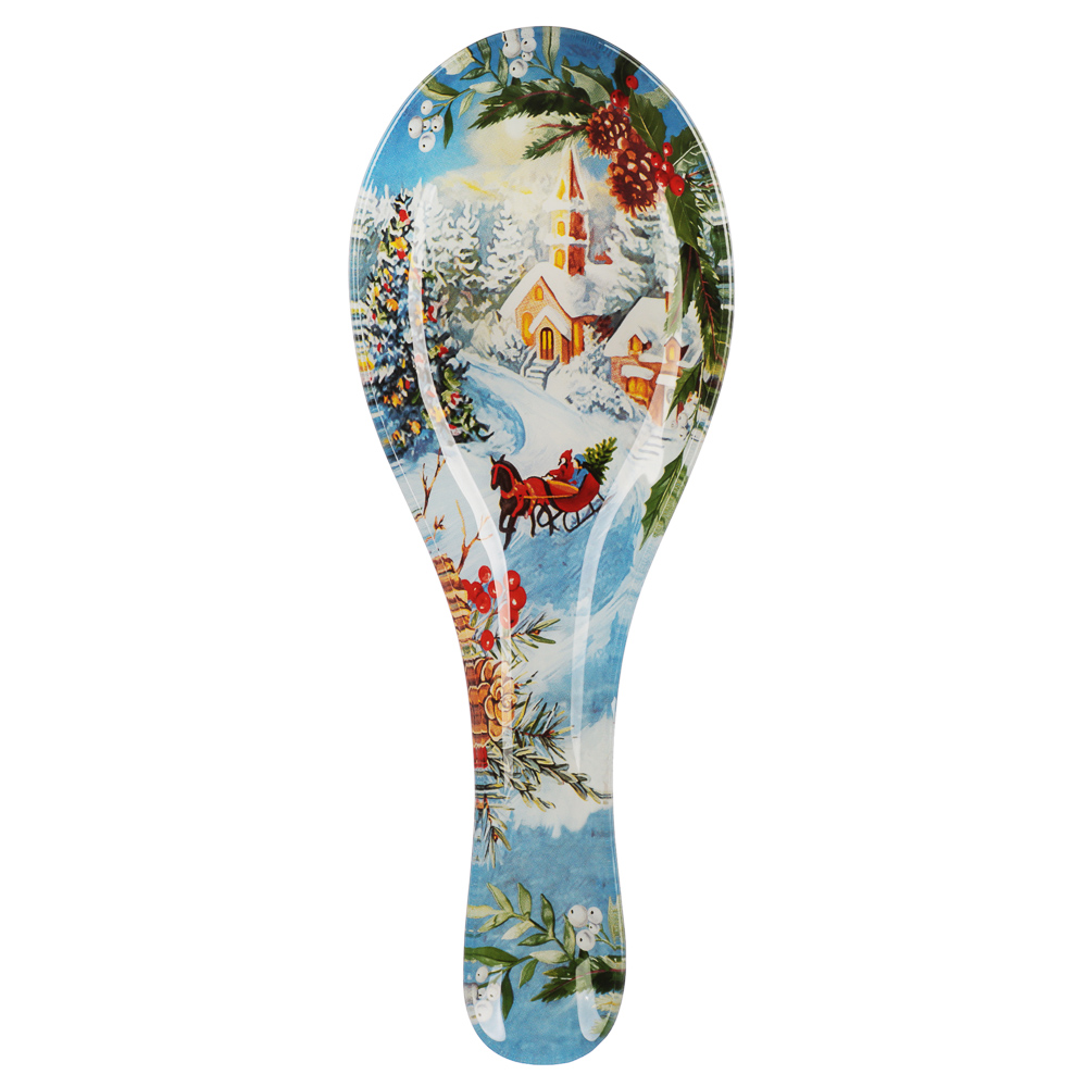 Зимний пейзаж Подставка под ложку, 23,5х8х1,5см, стекло, арт.№ 820-797