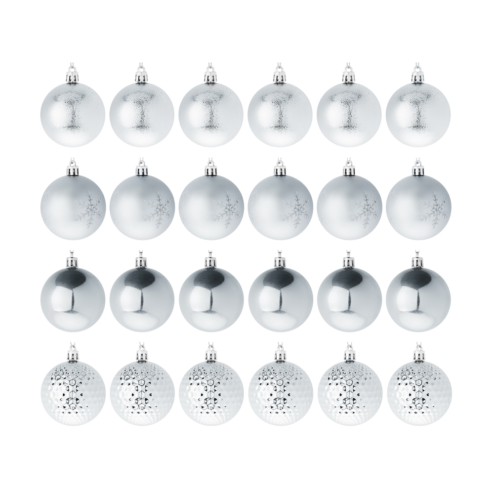 СНОУ БУМ Набор шаров 6 см, 24 шт, пластик, глиттер, 26-207, арт.№ 309-077