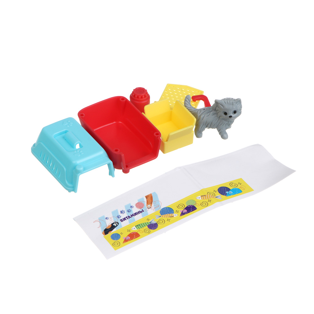 ИГРОЛЕНД Питомец с акс., 4 пр., PVC, ABS, 6,5х6,5х11см, 6 видов, арт.№ 258-085