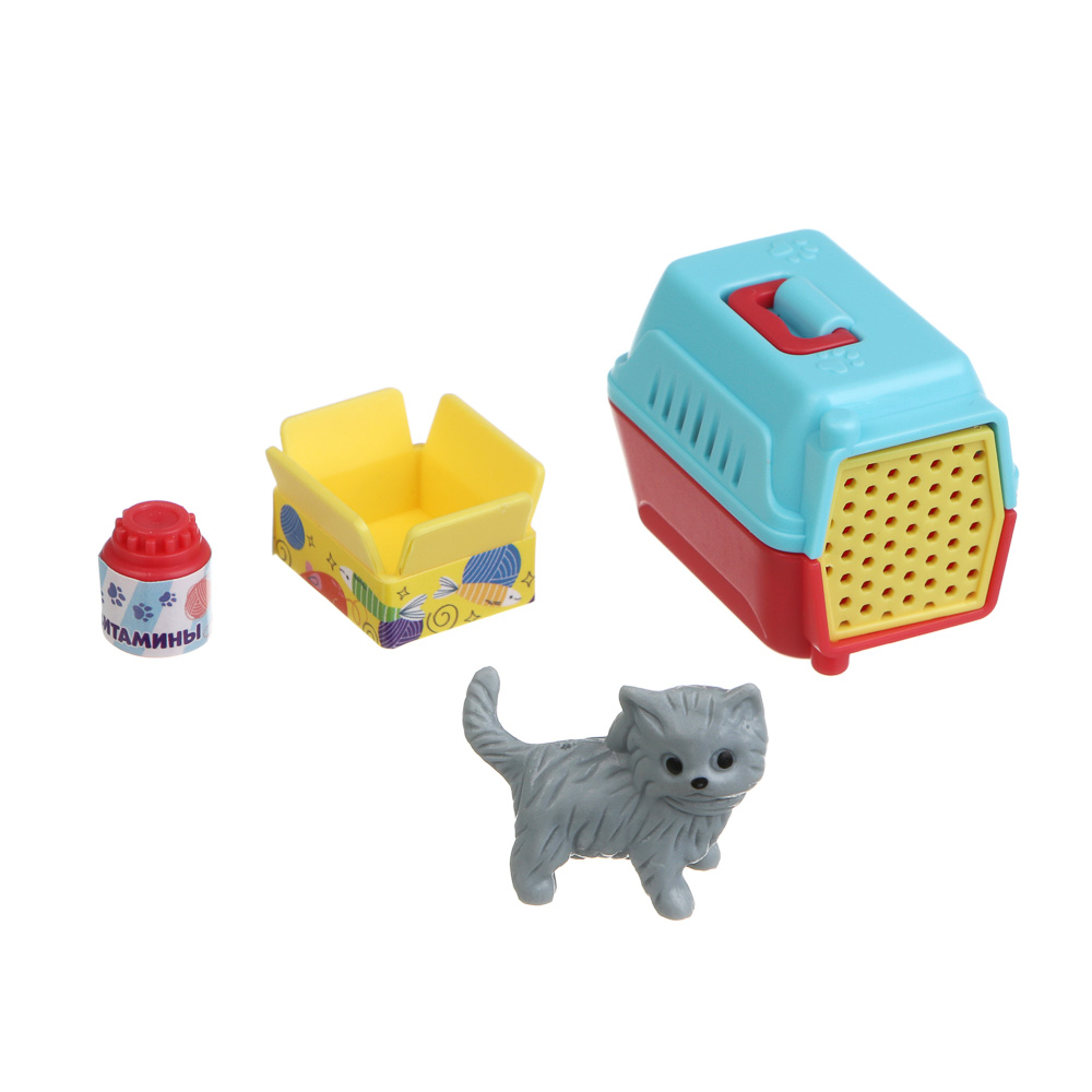 ИГРОЛЕНД Питомец с акс., 4 пр., PVC, ABS, 6,5х6,5х11см, 6 видов, арт.№ 258-085