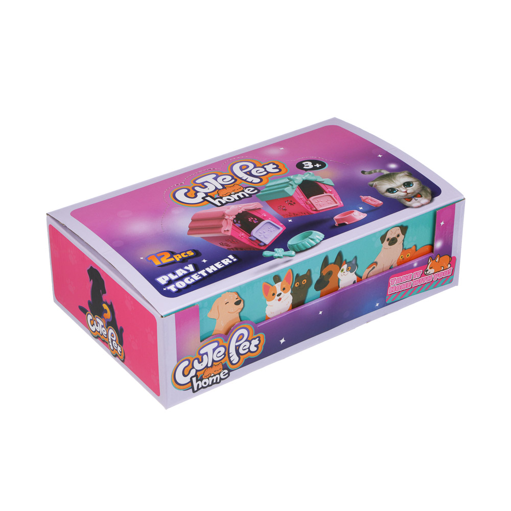 ИГРОЛЕНД Питомец в будке, щенок/медвежонок с акс., 4 пр., PVC, ABS, 6,4х5х7см, 6 видов, арт.№ 258-087