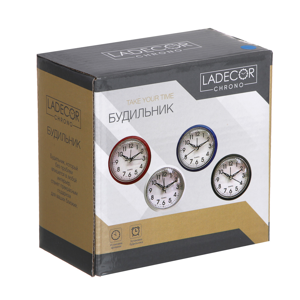 LADECOR CHRONO Будильник, пластик, 10x5 см, 1xAA, 4 цвета, арт.06-23, арт.№ 529-307
