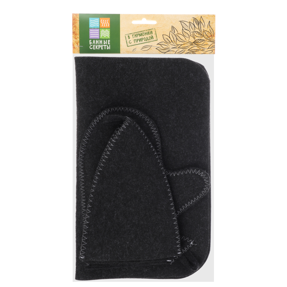 Набор банный 3 пр. (шапка, варежка, коврик) без вышивки, 30% шерсть, 70% полиэфир, 2 цв. белый/серый, арт.№ 364-175