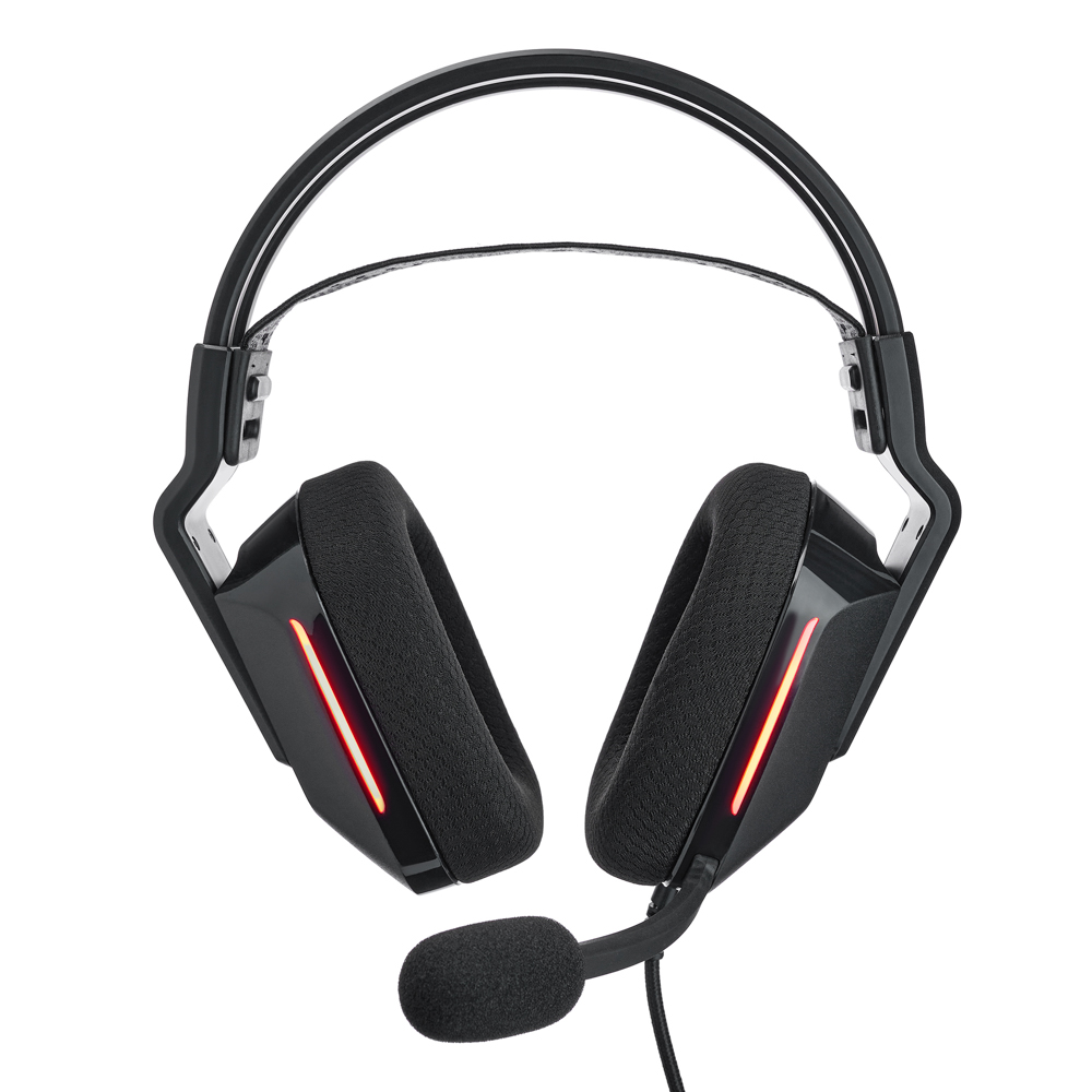 Наушники проводные с микрофоном игровые BY Morion USB 3,2 м, автоподвес, красная подсветка, арт.№ 410-089