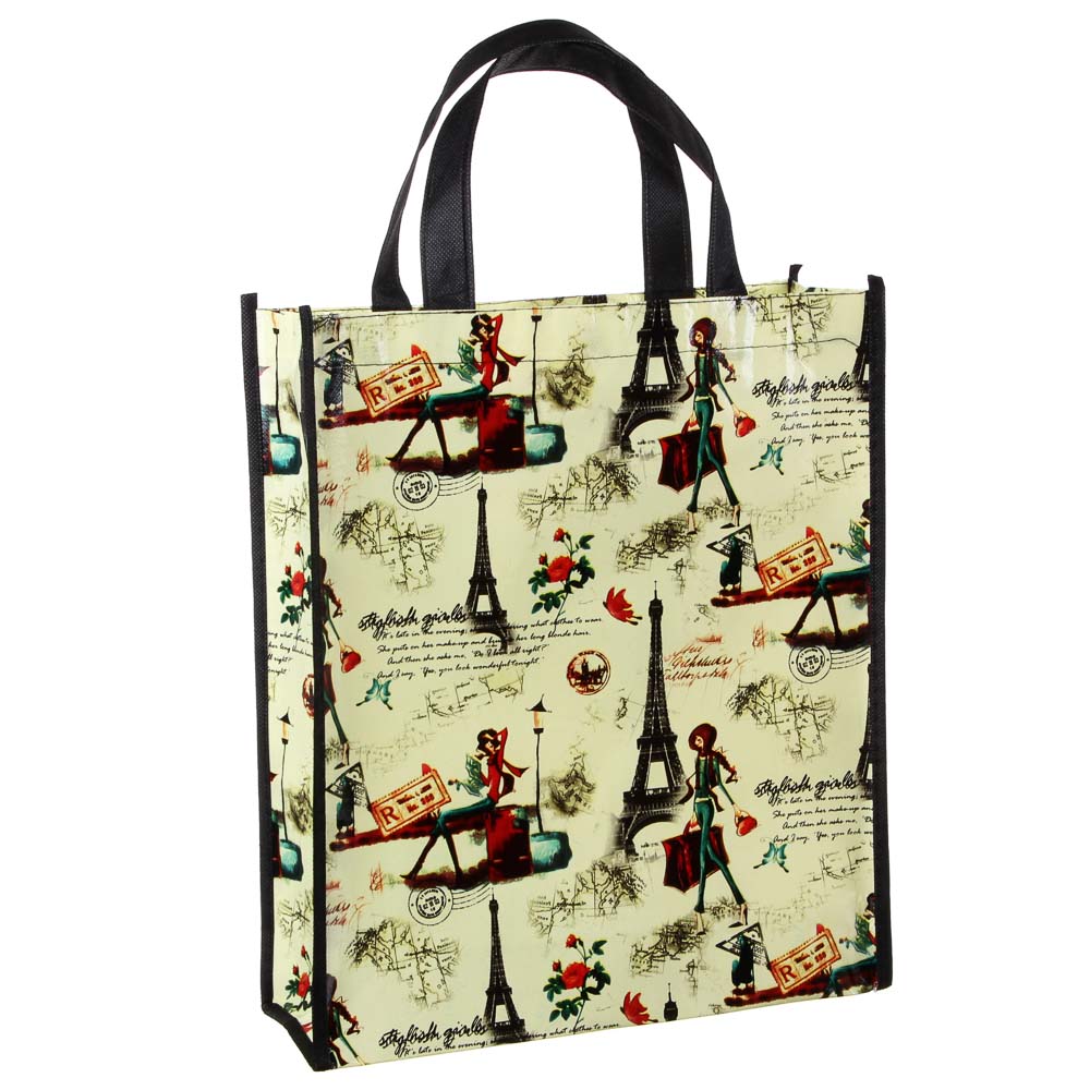 Сумка хозяйственная тм VETTA Эмка, 30х35х10см, 10л, до 4кг, нетканый материал, 4 дизайна, арт.№ 467-089