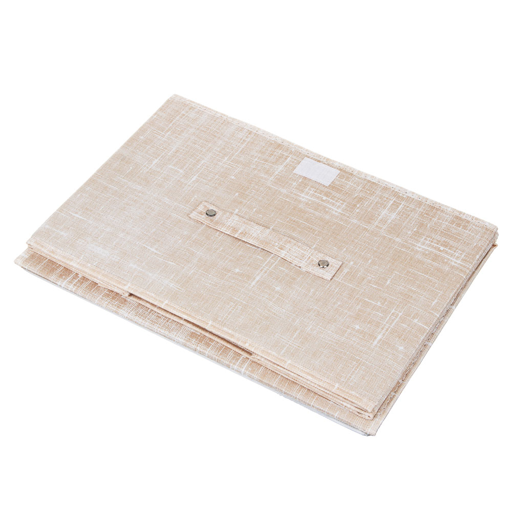 Кофр для хранения с крышкой тм VETTA ЛЁН, полиэстер, 38х24х24см, бежевый, арт.№ 457-647