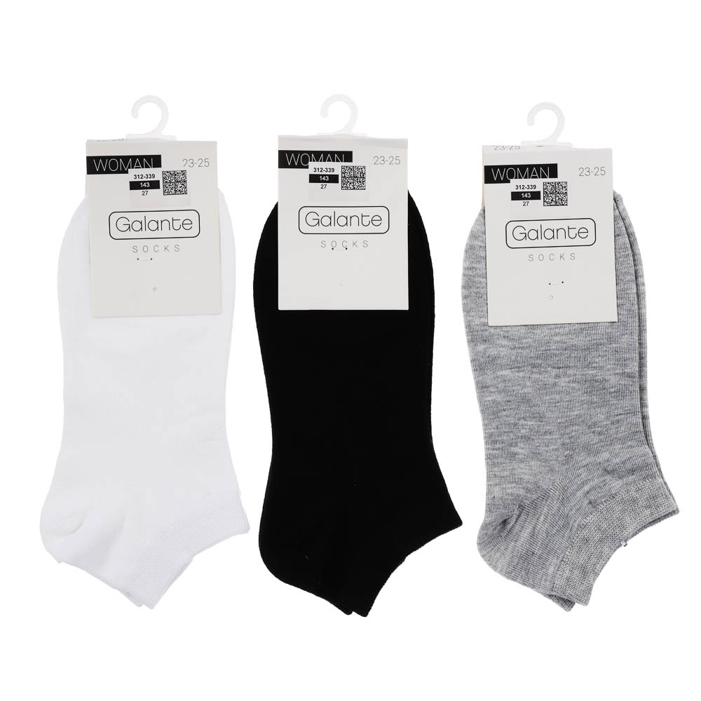 GALANTE Носки женские спортивные, р.23-25, 85% хлопок, 10% полиамид, 5% спандекс, цвета в ас-те, #4, арт.№ 312-339