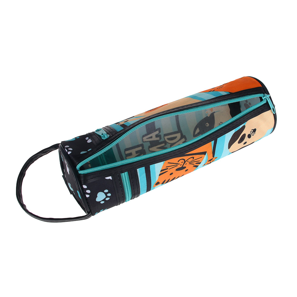 ХЭВ Э НАЙС ДЭЙ Пенал, мягкий круглый, 20х6,5х6,5см, 2 молнии, плотный ПЭ, ручка, функция подставки, арт.№ 238-289